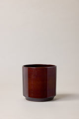 Terracotta glazed plant pot in brown color