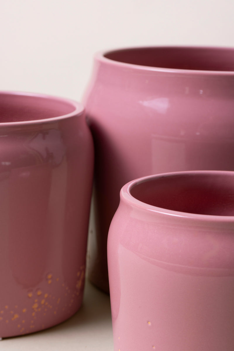 pink glazed plant pot BOLBO