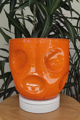 LUA - Terracotta Glazed Plant Pot, Sunburst Orange