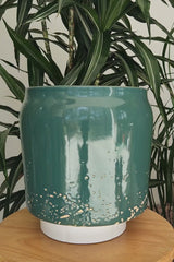 BOLBO - Earthenware Glazed Plant Pot, Juniper Green