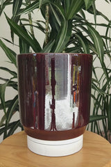 ROLO PACK - Earthenware Glazed Plant Pots Set, Hickory Brown