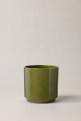 Terracotta glazed plant pot in green color