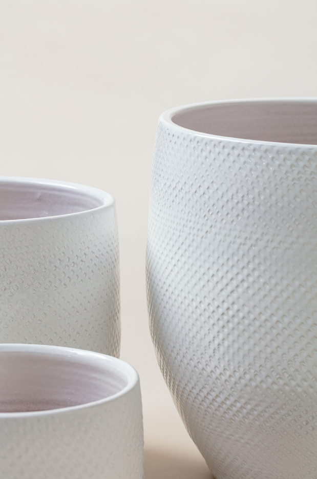 white glazed plant pots CATO