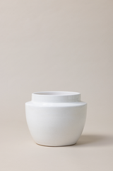 Terracotta glazed plant pot in white color