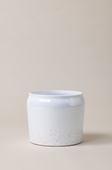 Terracotta glazed plant pot in white color